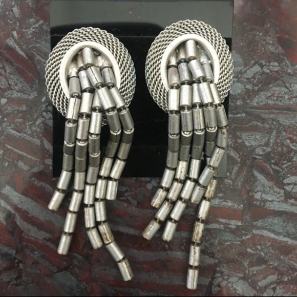 Woven Silver Clip on Earrings - Picture 1 of 1